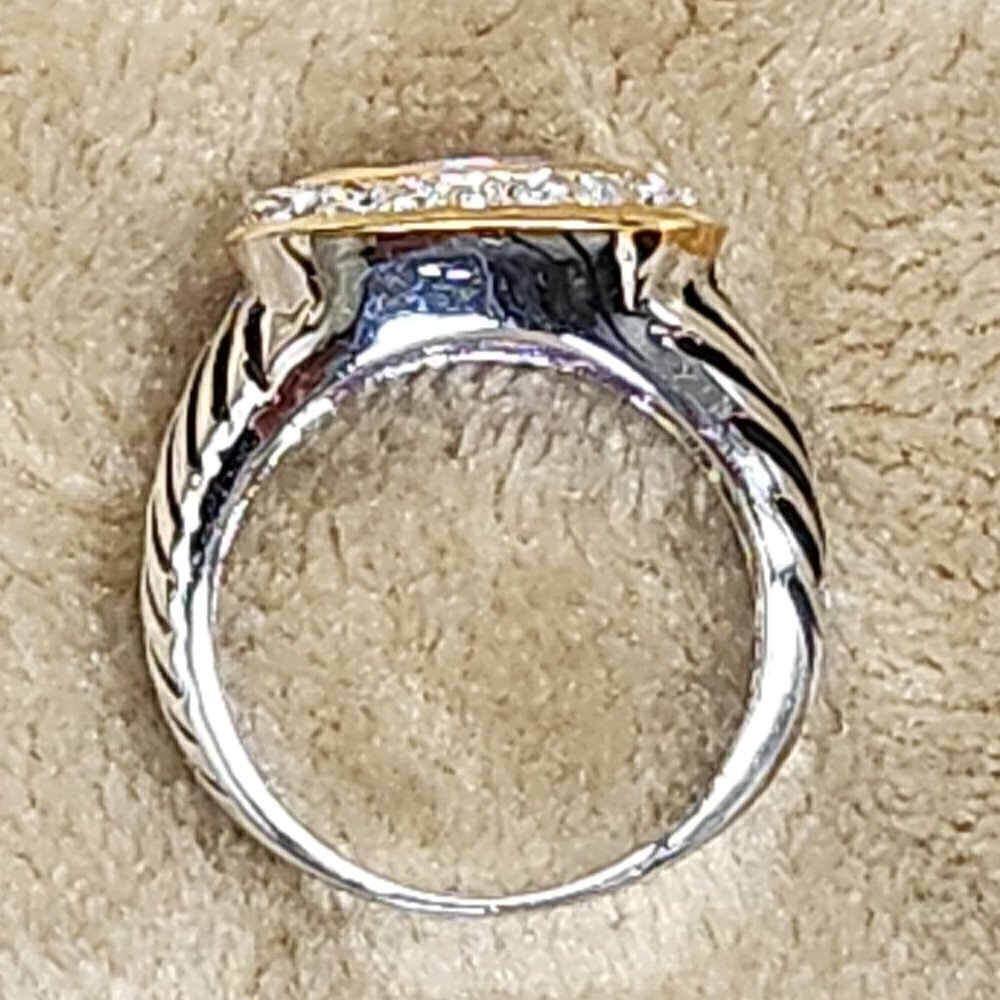 Faux Silver & Gold Amethyst Ring with Simulated Diamonds - Picture 5 of 5